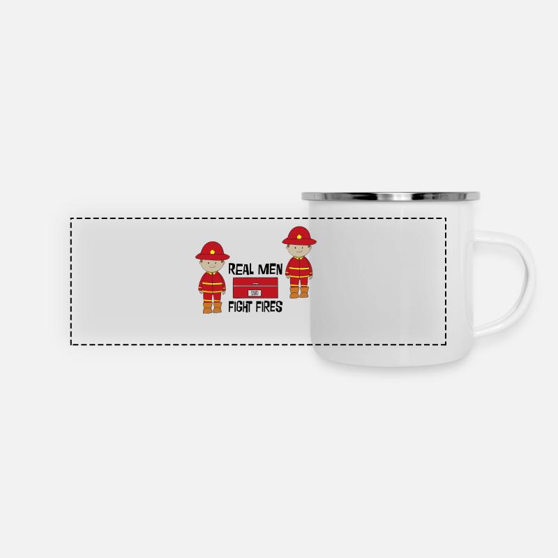 pompiers - Mug panoramique émaillé - blanc
