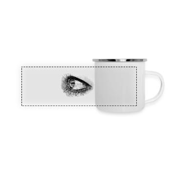Beautiful woman eye in full mascara - Panoramic Camper Mug - white - Front