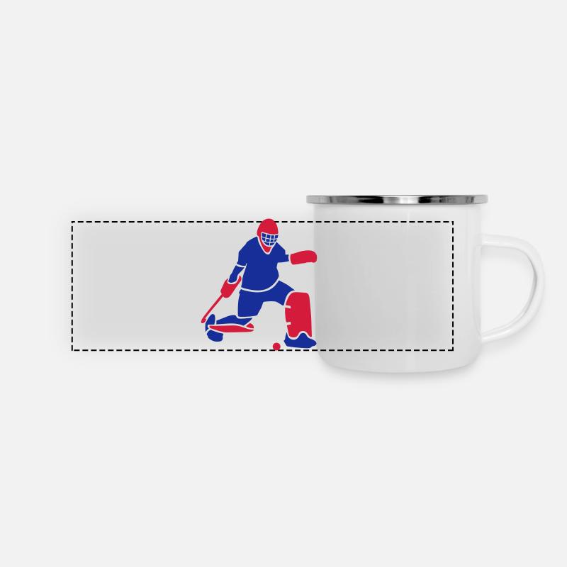 Field hockey goalkeeper - Panoramic Camper Mug - white