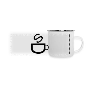 Cafe - Panorama Emaille-Tasse - Weiß - Vorne