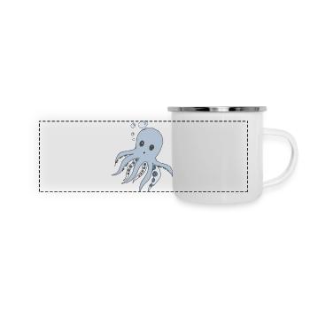 Octopus - dessin de poulpe - Mug panoramique émaillé - blanc - Devant