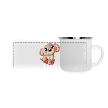 Chien de dessin animé mignon - Mug panoramique émaillé - blanc - Devant