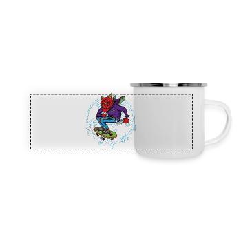Skate oder ... brenn in der Hölle! - Panorama Emaille-Tasse - Weiß - Vorne