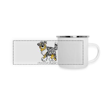 Australian Shepherd – Aussie – Hütehund - Panorama Emaille-Tasse - Weiß - Vorne