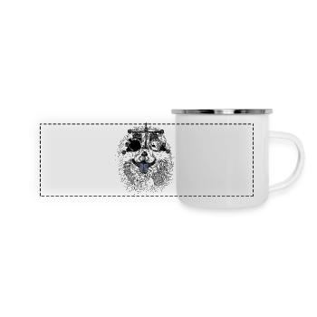 Optometrist dog with trial glasses - Panoramic Camper Mug - white - Front