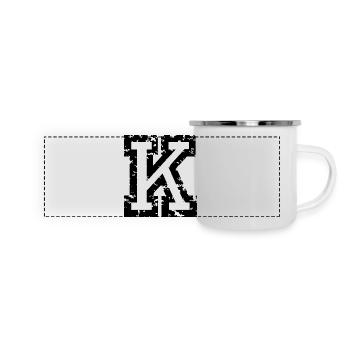K (Vintage Weiß) Buchstabe K - Panorama Emaille-Tasse - Weiß - Vorne