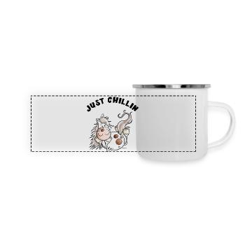Chillendes Pferd - Comic - Pferde - Geschenk - Panorama Emaille-Tasse - Weiß - Vorne