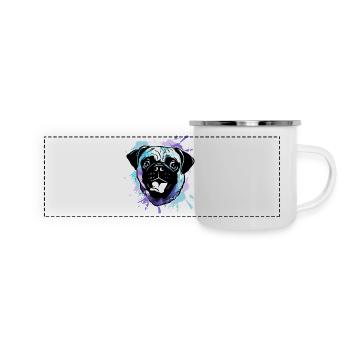 Mops Hund - Panorama Emaille-Tasse - Weiß - Vorne