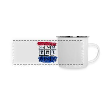 Drapeau Amsterdam Grid - Mug panoramique émaillé - blanc - Devant