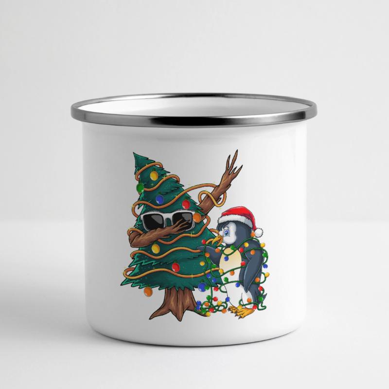 Dapping Tannenbaum -Dapping Weihnachtspullover Panorama Emaille-Tasse