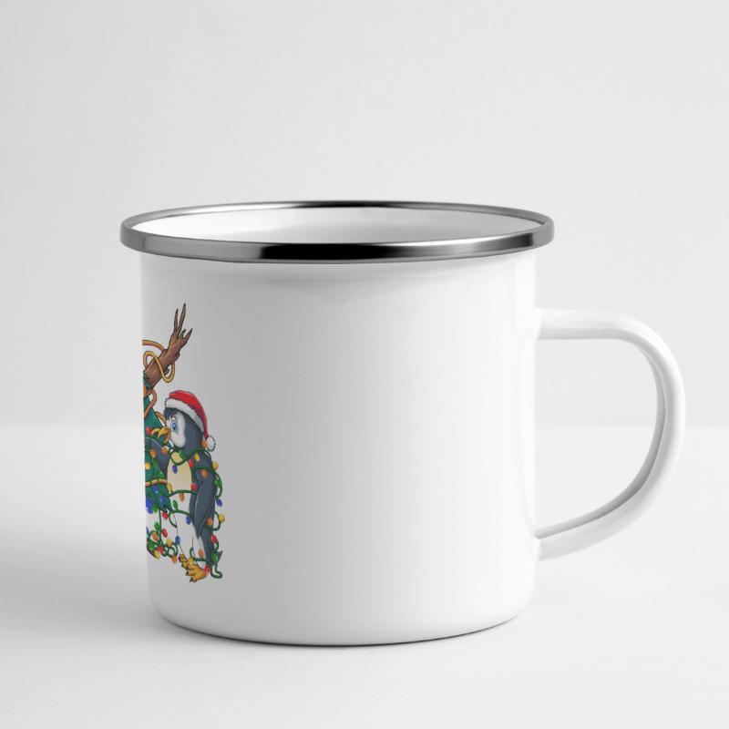 Dapping Tannenbaum -Dapping Weihnachtspullover Panorama Emaille-Tasse