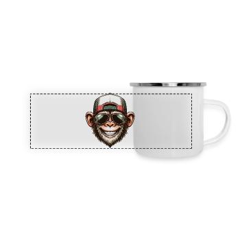 Drôle de singe - Mug panoramique émaillé - blanc - Devant