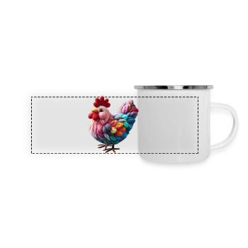 Poule en laine - Mug panoramique émaillé - blanc - Devant