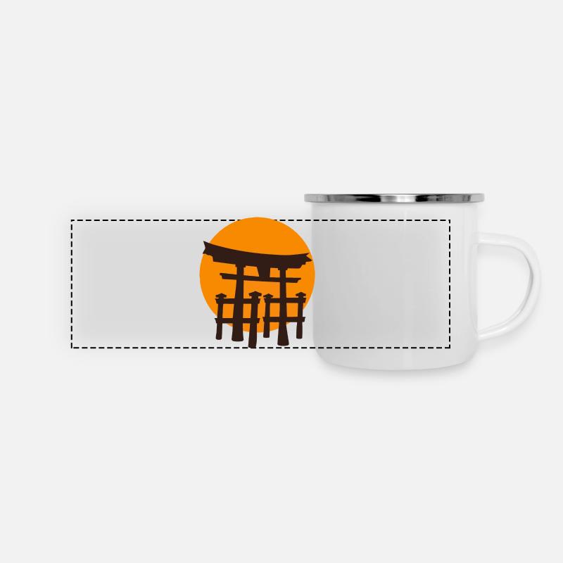 Japan sunset torii welcome gate - Panoramic Camper Mug - white