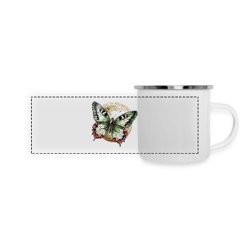 Save the Pollinators - Green Butterfly - Panoramic Camper Mug - white - Front