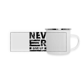 Vintage Never Give Up Grunge Texture - Panoramic Camper Mug - white - Front