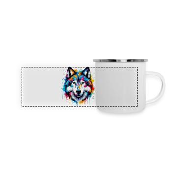 Loup - Mug panoramique émaillé - blanc - Devant