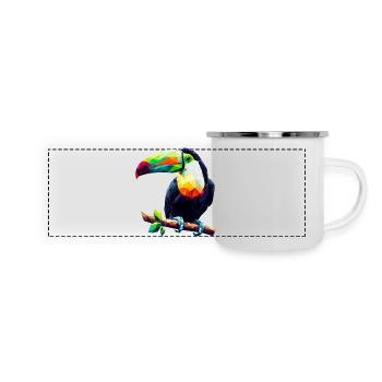 Polygonaler Tukan - Panorama Emaille-Tasse - Weiß - Vorne