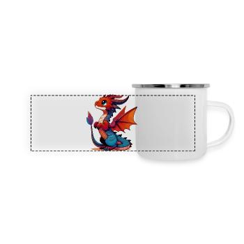 Drache - Panorama Emaille-Tasse - Weiß - Vorne