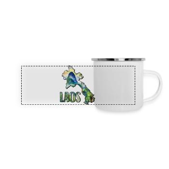 Carte à l’aquarelle du Laos - Mug panoramique émaillé - blanc - Devant
