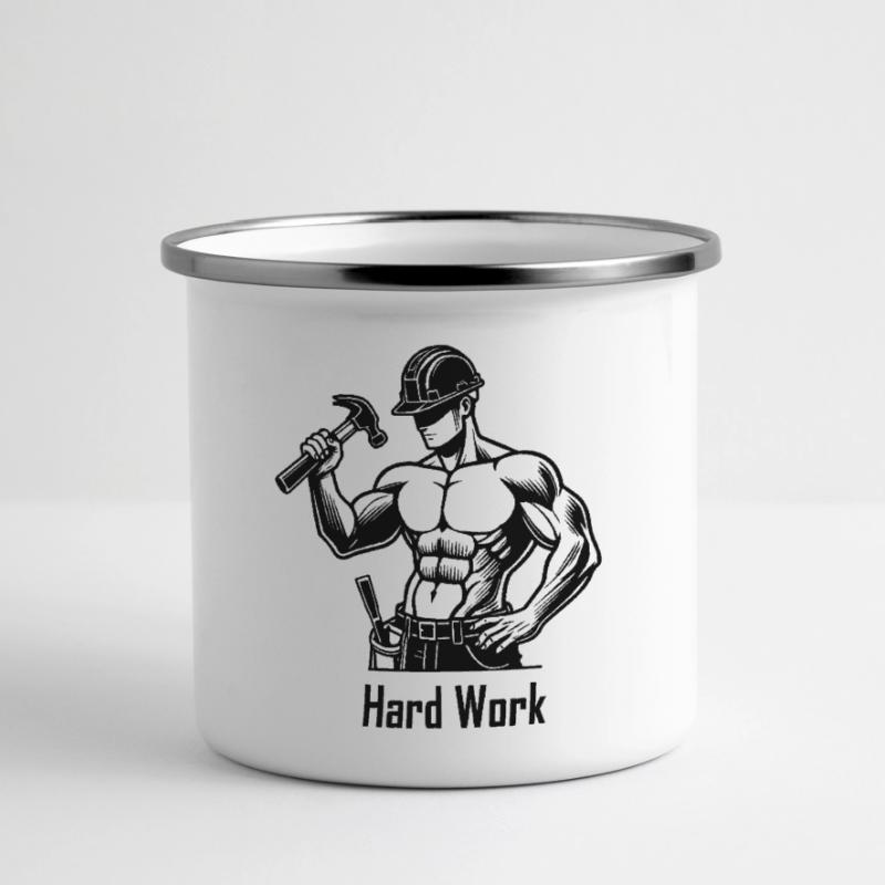 Topless construction worker - Hard Work Design Panoramic Camper Mug