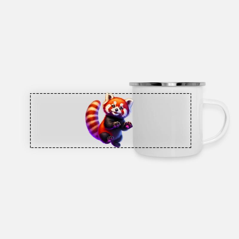 Kleiner Panda - Panorama Emaille-Tasse - Weiß