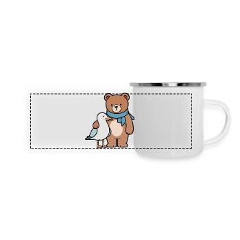 Cute Bear and Bird Design - Panoramic Camper Mug - white - Front