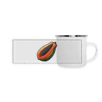 Bunte Sepia-Papaya-Illustration - Panorama Emaille-Tasse - Weiß - Vorne