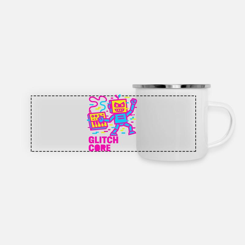 Glitchcore! - Panorama Emaille-Tasse - Weiß
