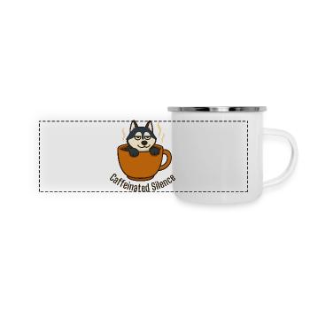 Husky se relaxant dans une tasse à café - Mug panoramique émaillé - blanc - Devant