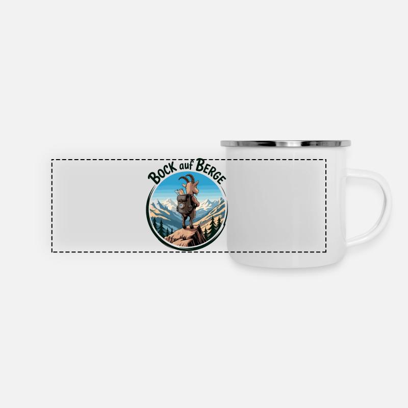Mountaineer goat on the summit - Panoramic Camper Mug - white