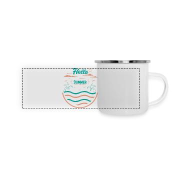 Sommerliches Palmen Strand Design - Panorama Emaille-Tasse - Weiß - Vorne