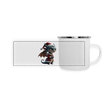 Eleganter Weihnachtsdrache - Panorama Emaille-Tasse - Weiß - Vorne
