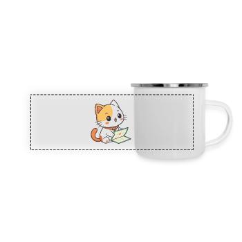 Kawaii Cat with Calendar - Panoramic Camper Mug - white - Front