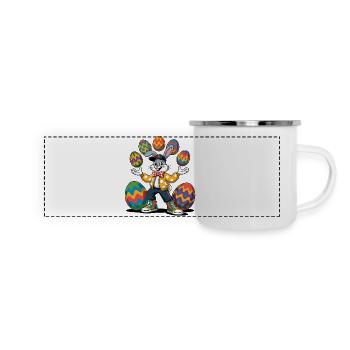 Lapin de Pâques coloré avec des œufs colorés - Mug panoramique émaillé - blanc - Devant