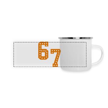 6 7 – Trendy minimalist text design, - Panoramic Camper Mug - white - Front