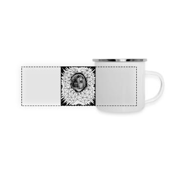 LOWPOLY WOMAN #2 - black & white - Panoramic Camper Mug - white - Front
