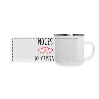 Crystal Wedding 15 Jahre Ehe - Panorama Emaille-Tasse - Weiß - Vorne