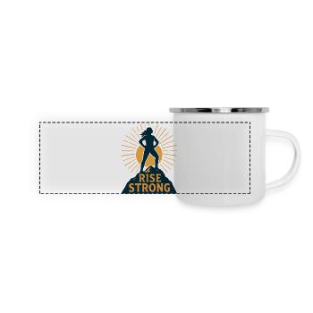 Rise Strong Sonnenaufgang Mut - Panorama Emaille-Tasse - Weiß - Vorne