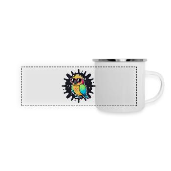 Perroquet Pop Art Lunettes Roses - Mug panoramique émaillé - blanc - Devant