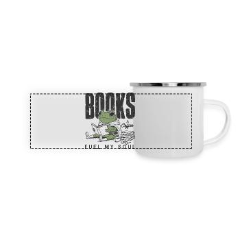 Frosch liest Buch mit Kaffee Bücherwurm Lesen - Panorama Emaille-Tasse - Weiß - Vorne
