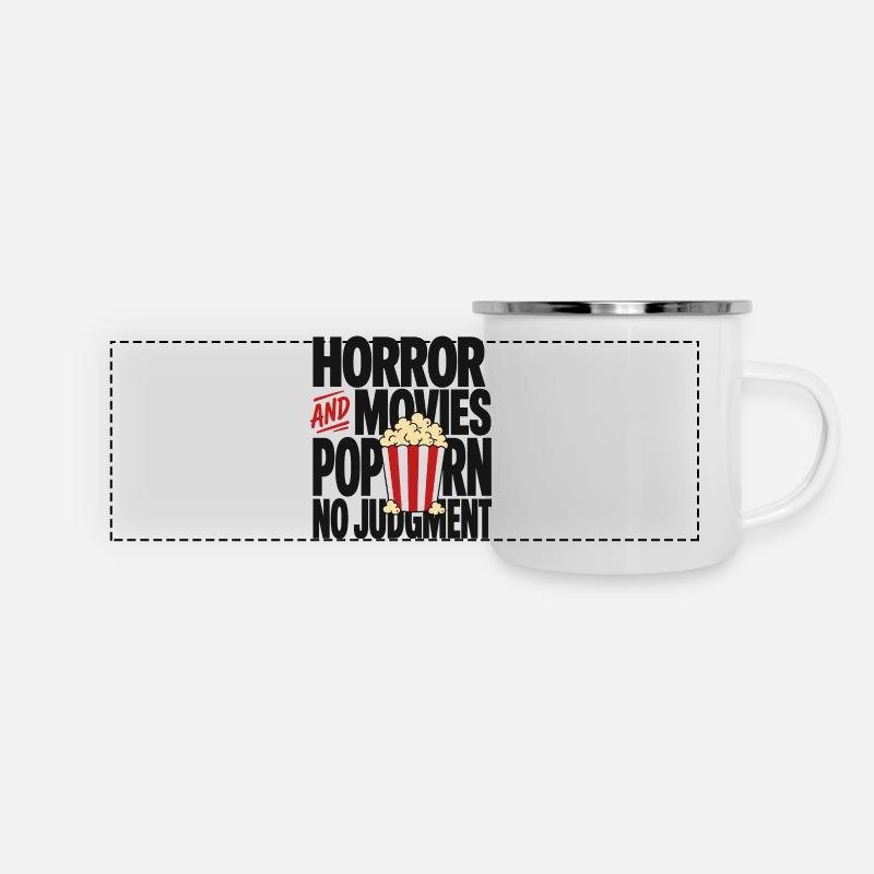 Horror Movies Popcorn Judgment - Panoramic Camper Mug - white