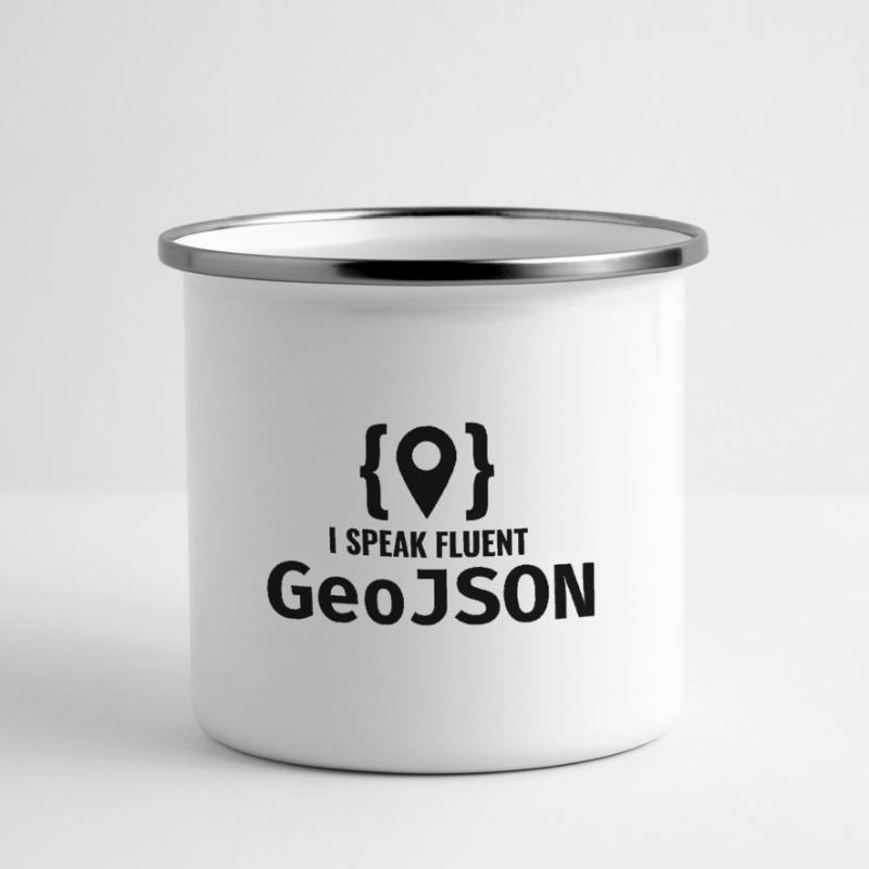 GeoJSON Entwickler Programmierer Programmierer GIS Mapping Panorama Emaille-Tasse