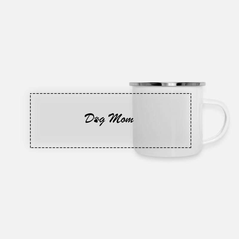 DOG MOM - Panorama Emaille-Tasse - Weiß