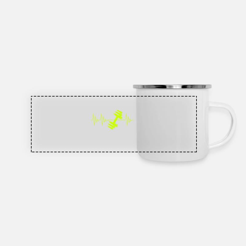 Dumbbell in yellow heartbeat - Panoramic Camper Mug - white