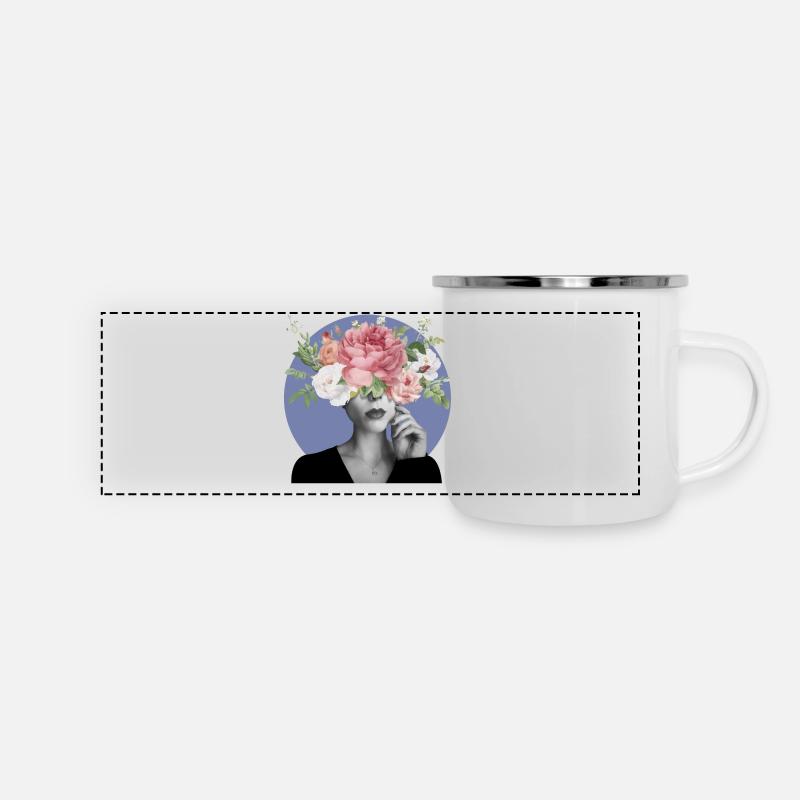 Flowery Head - Mug panoramique émaillé - blanc