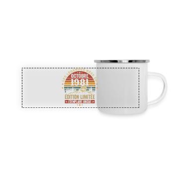 Geboren im Oktober 1981 | Genial seit Oktober 1981 - Panorama Emaille-Tasse - Weiß - Vorne