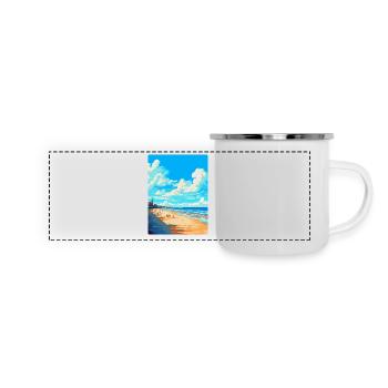 Affiche de voyage de Scheveningen Beach Netherlands WPA - Mug panoramique émaillé - blanc - Devant