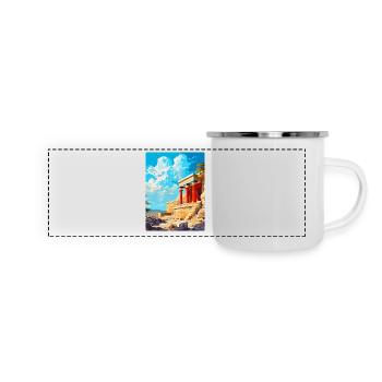Knossos Palast Griechenland Vintage Reiseplakat WPA - Panorama Emaille-Tasse - Weiß - Vorne