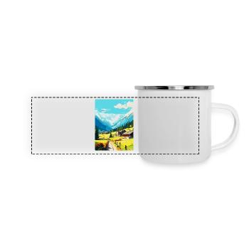 Klosters Serneus Schweiz Vintage Reiseposter - Panorama Emaille-Tasse - Weiß - Vorne